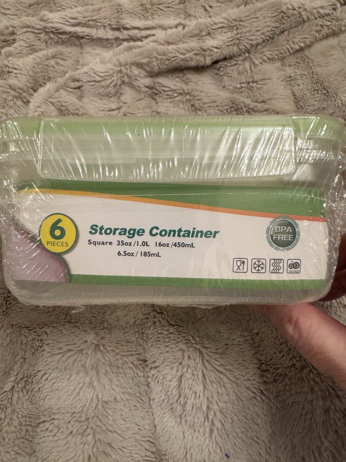 Click & Lock Containers Square Storage Set of 3 Clear/Green BPA Free, New Sealed