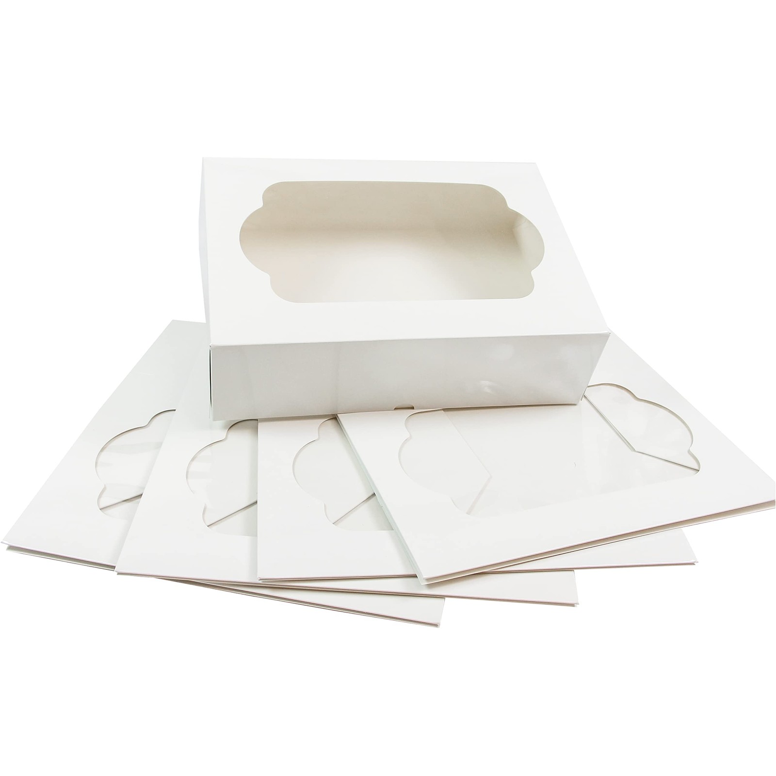 5 PCS Auto Popup Extra Deep Quarter Sheet Cake Cupcake Box 14x10x5 Inch