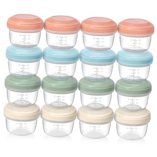 [16 Pack] 4 oz Small Containers with Lids, Reusable Plastic Jars for 16 PACK