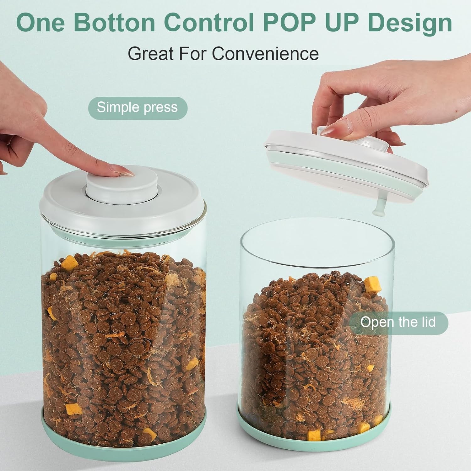Dog Treat Container Airtight Jar 2.2Qt/2L, Glass Food Jars with One-Touch Lid