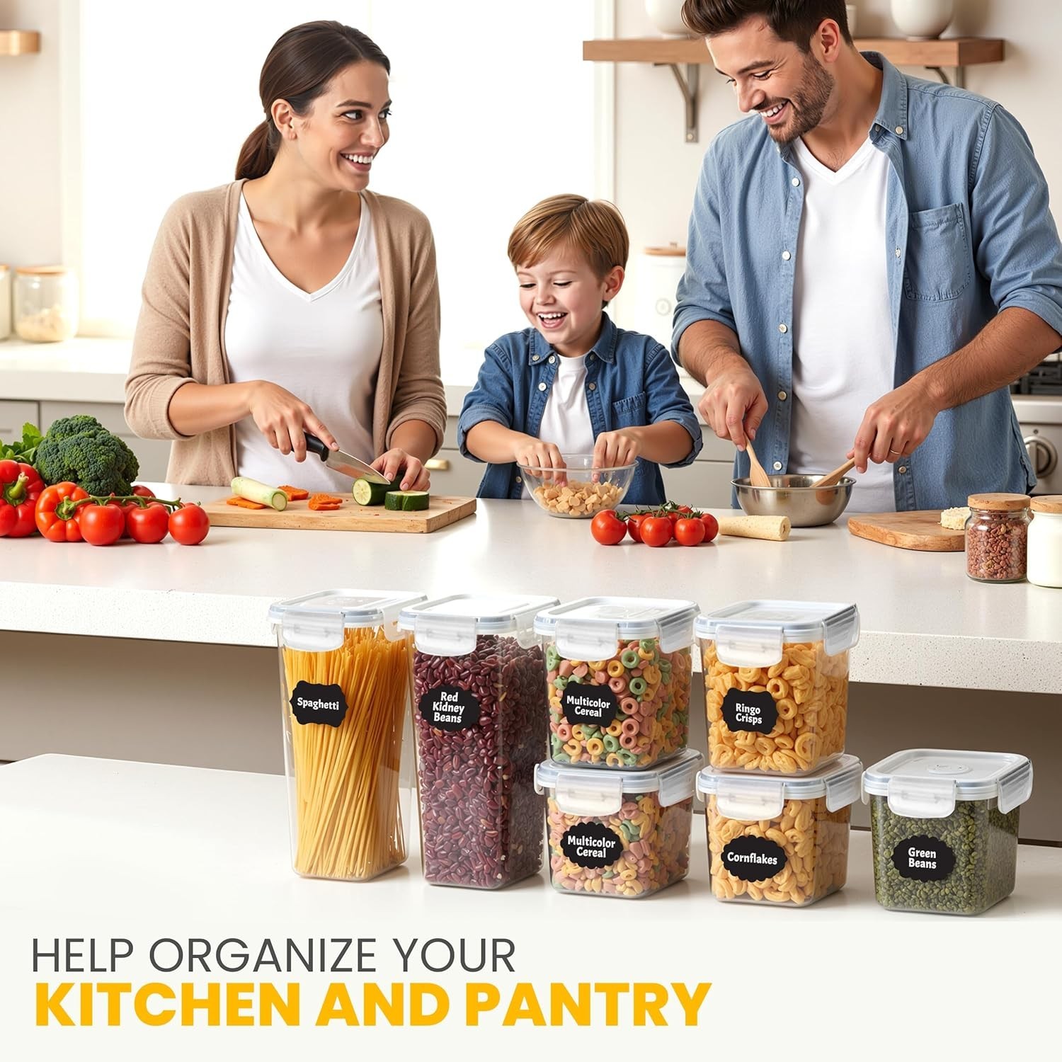 Food Storage Containers Set 24pcs Airtight Plastic Kitchen Pantry Organizer