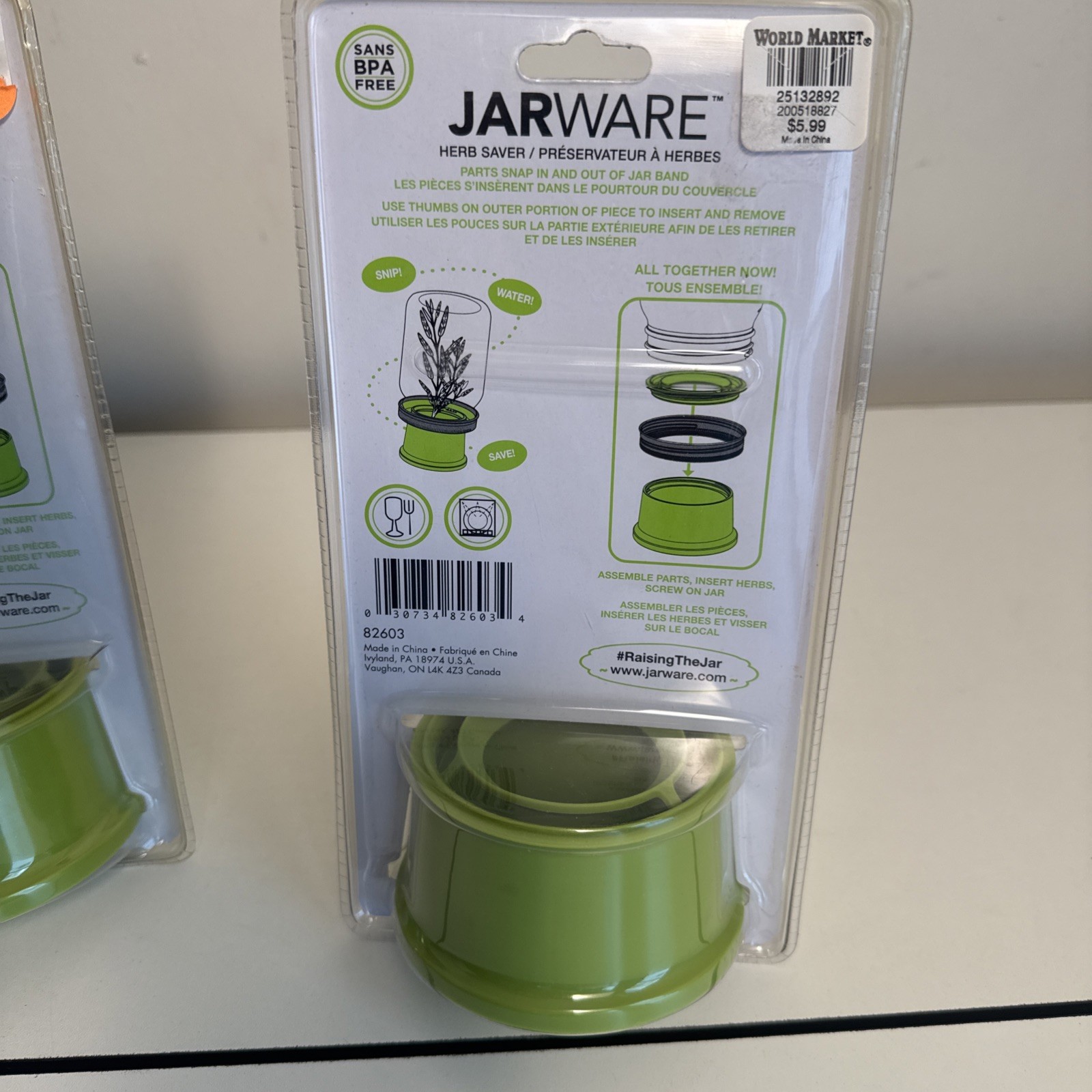 Jarware 82603 Herb Saver Lid for Wide Mouth Mason Jars, Green BPA Free A