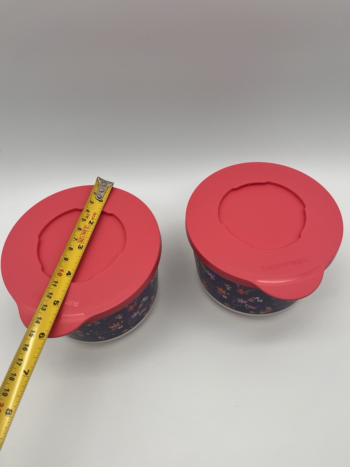 Tupperware Bowls Set of 2 3.25 Cup Floral Pink Blue Serving Dishes