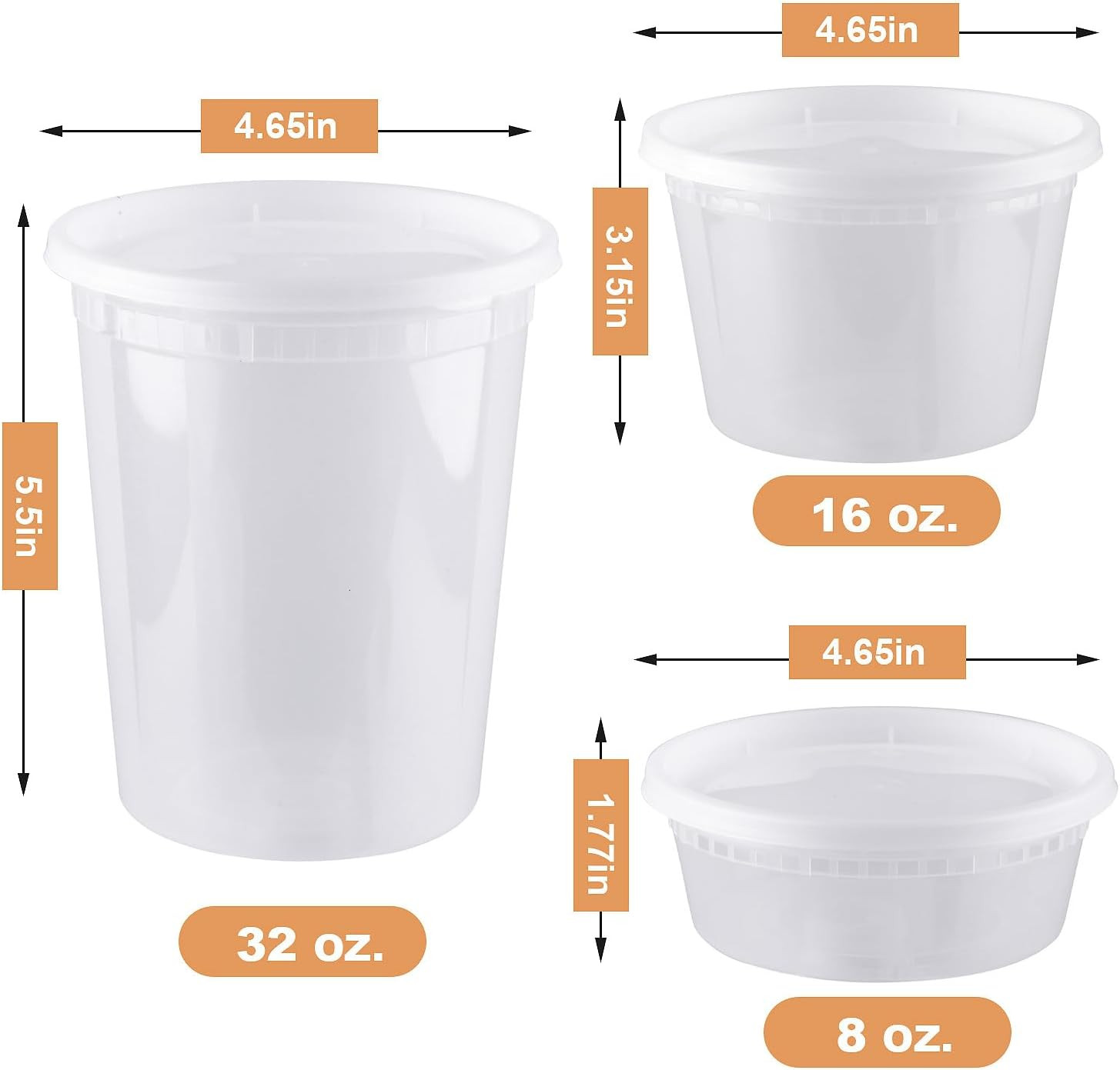 Deli Containers with Lids 48 Sets 【8,16,32Oz 16 Each】 BPA Free,Microwave Dish…