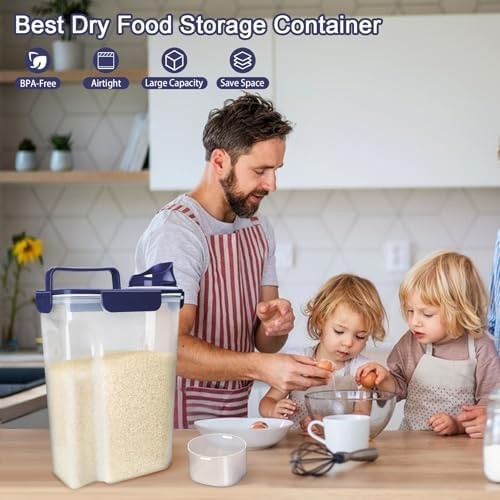 Komzon Rice Container, Airtight Rice Storage Container 10lb, Cereal Container…