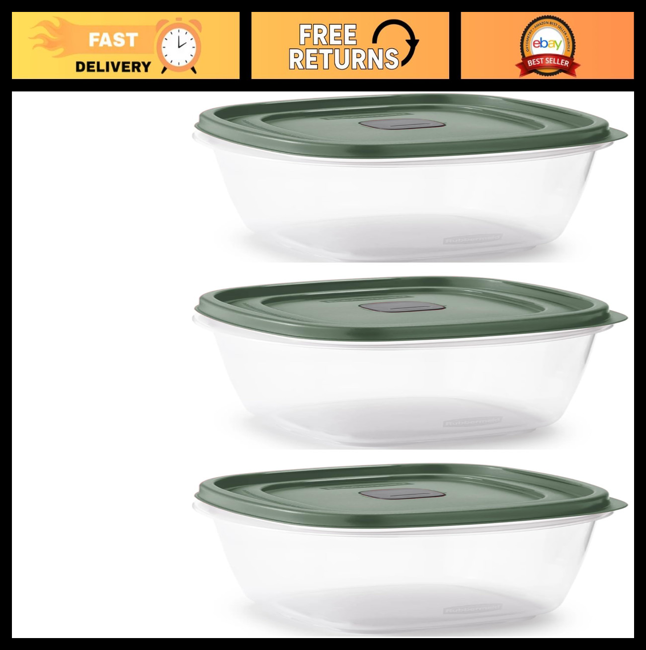 7-Cup Food Storage Containers Set with Easy Find Lids – Clear Meal Prep, 3 Piece