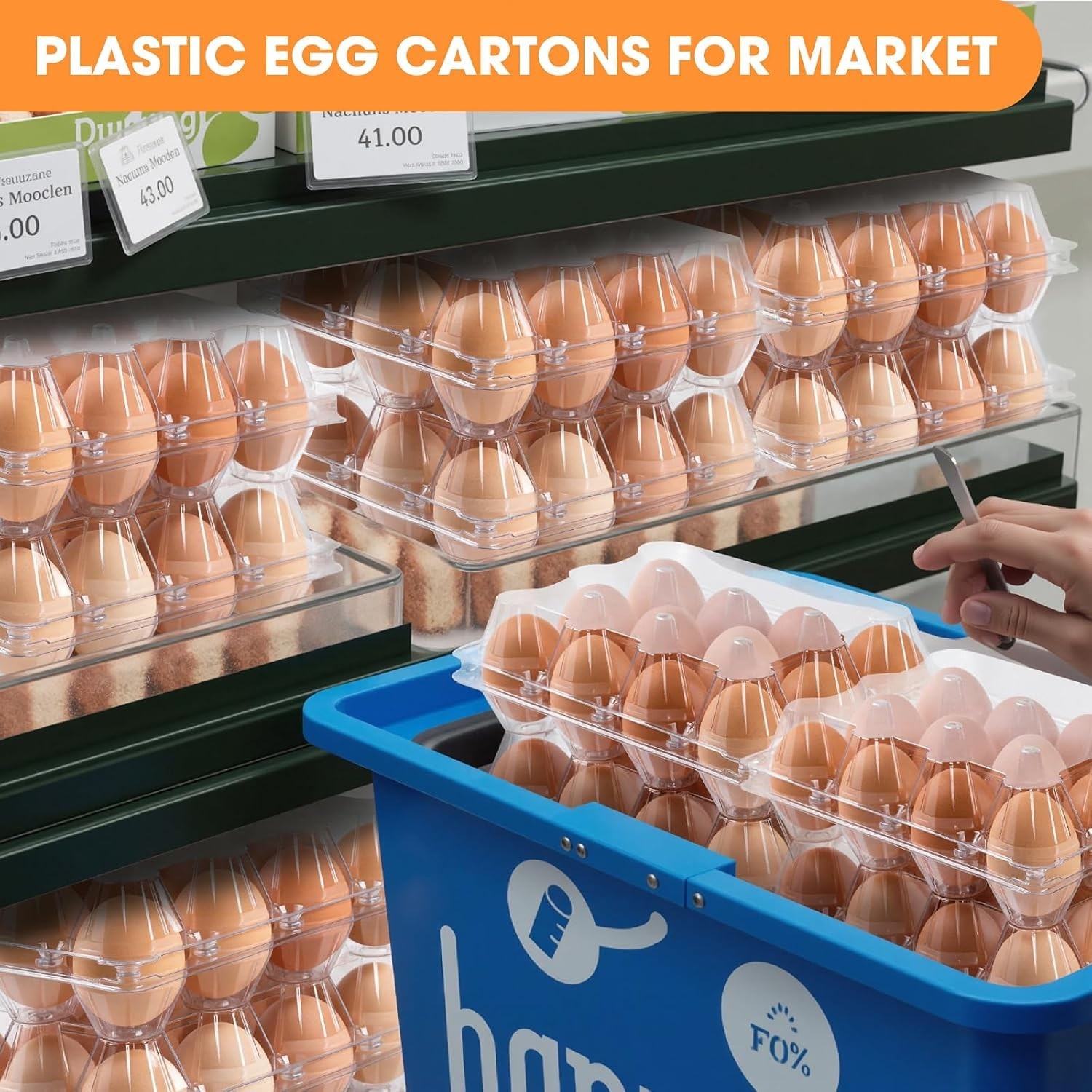 100 Pack 12 Count Plastic Egg Cartons Bulk Cheap Clear Reusable Egg Containers