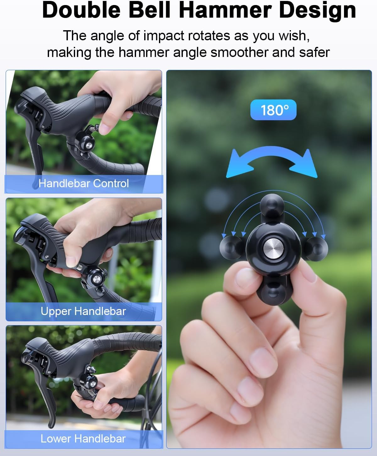 Bike Bells for Adults Max 100Db, Portable Copper Case Bicycle Bell Fits 22.2-31.