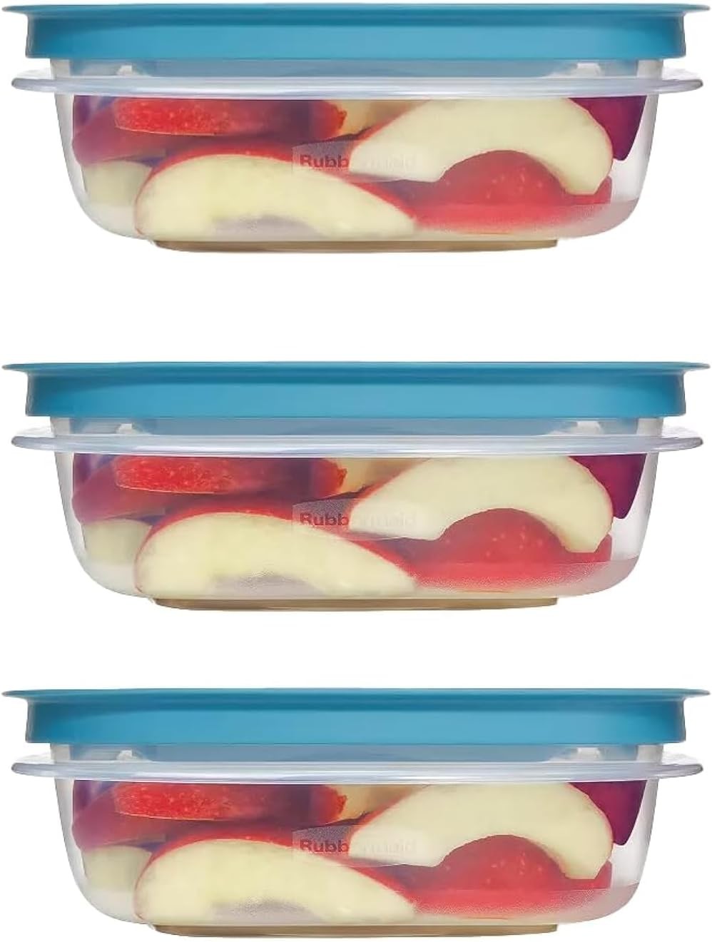 Rubbermaid Storage Containers, Easy Find Lids, Teal, 3 cup, Flex 3 Cup, Teal