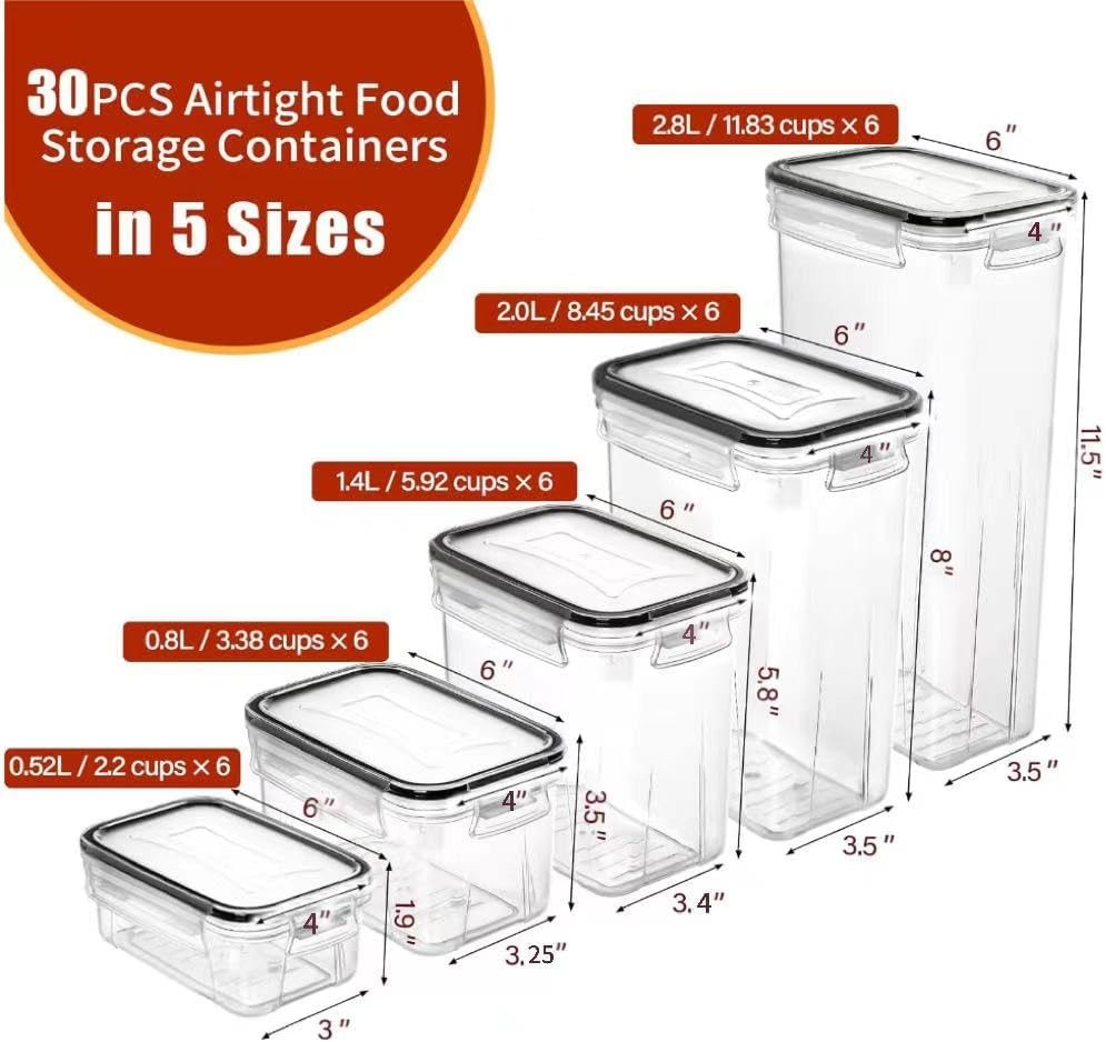 PRAKI Food Storage Containers 30 Pack Airtight