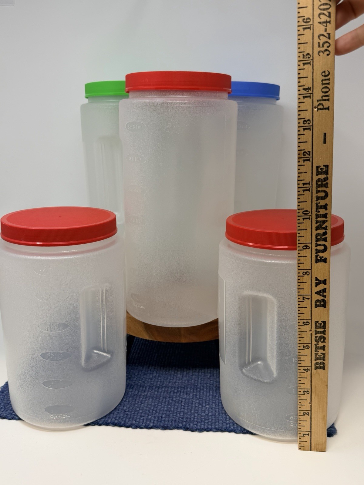 Set of 5 United Solutions Gallon And Quart Plastic Food Canister. Made In USA