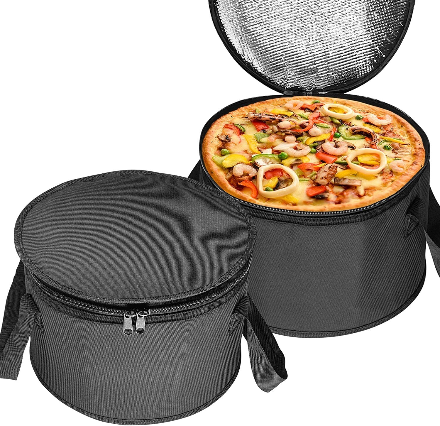 2 Pack 11X7 in Round Insulated Thermal Pie Carrier Slow Cooker Bag,Reusable