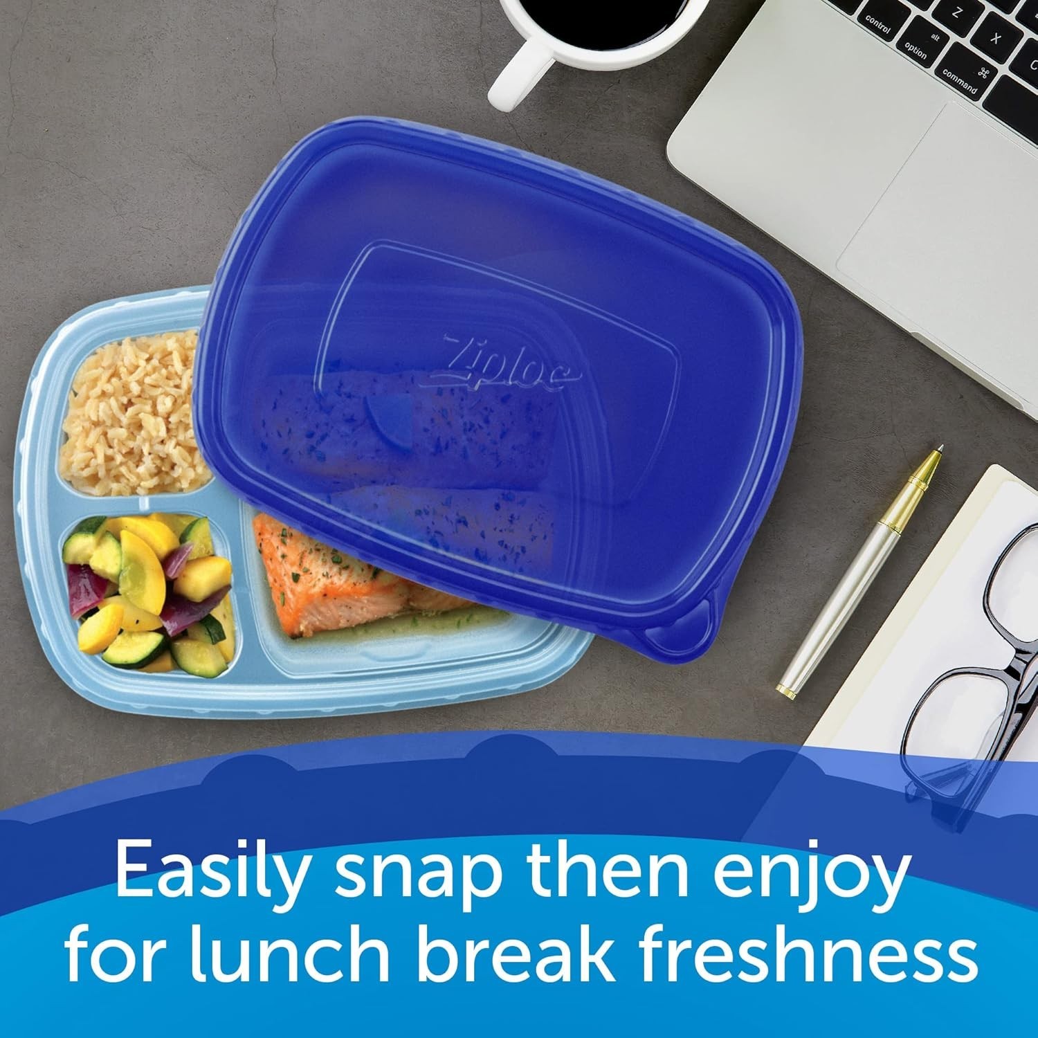 Smart Snap Blue Meal Prep Containers – 2 Pack, Leak-Resistant & Dishwasher Safe