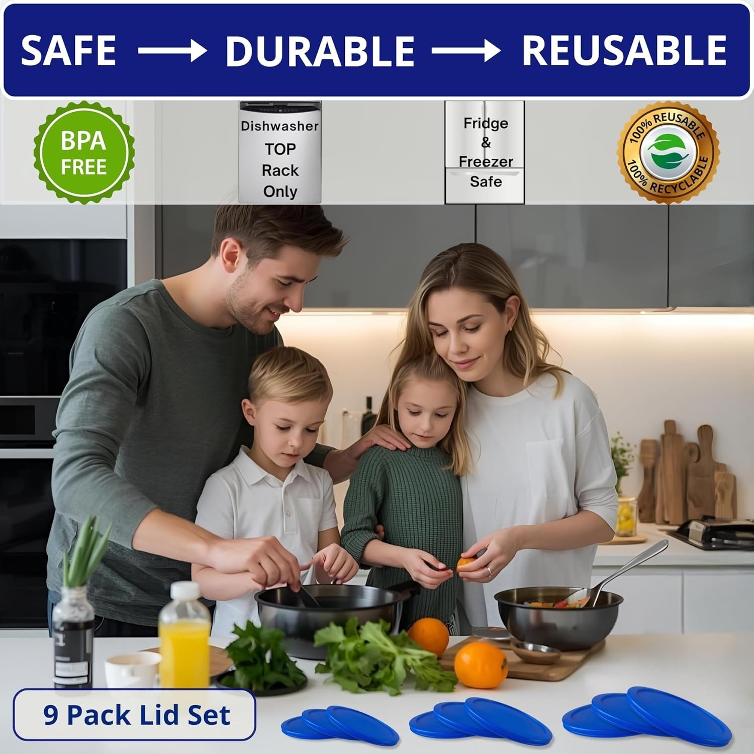 1, 2 & 4 Cup Blue Replacement Lids/Covers for Pyrex, Anchor Hocking & KlareWare