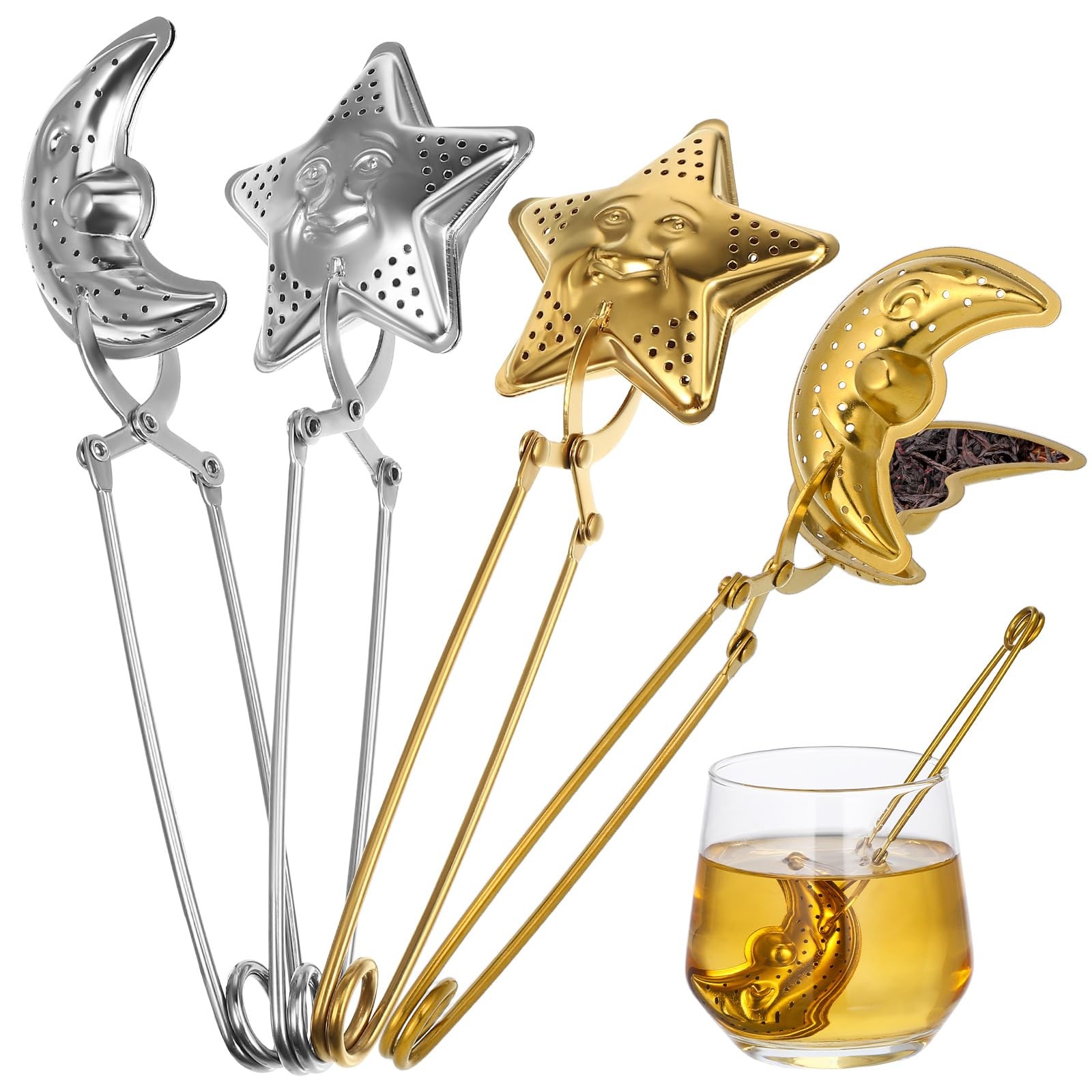 NUOBESTY 4Pcs Tea Infuser Set, Stainless Steel 16.00X6.00X3.00CM, Multicolor