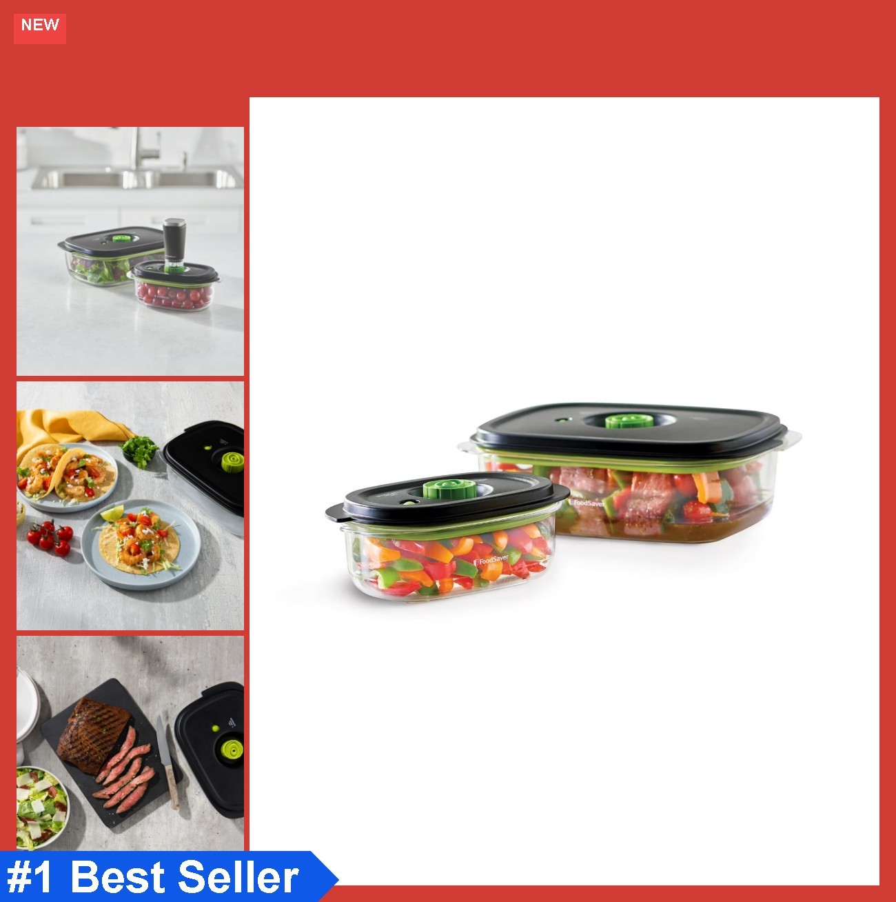 Vacuum Containers 3 Cup 10 Cup Seal Fresh Marinate Meat Food Storage Set