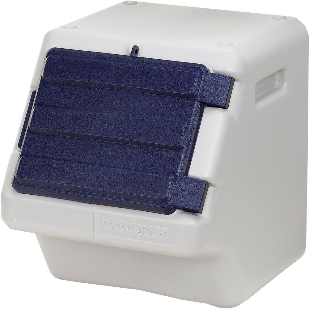 Coastal – – Stack-N-Stor Food Storage, Beige and Navy, 18 Gal (Medium)