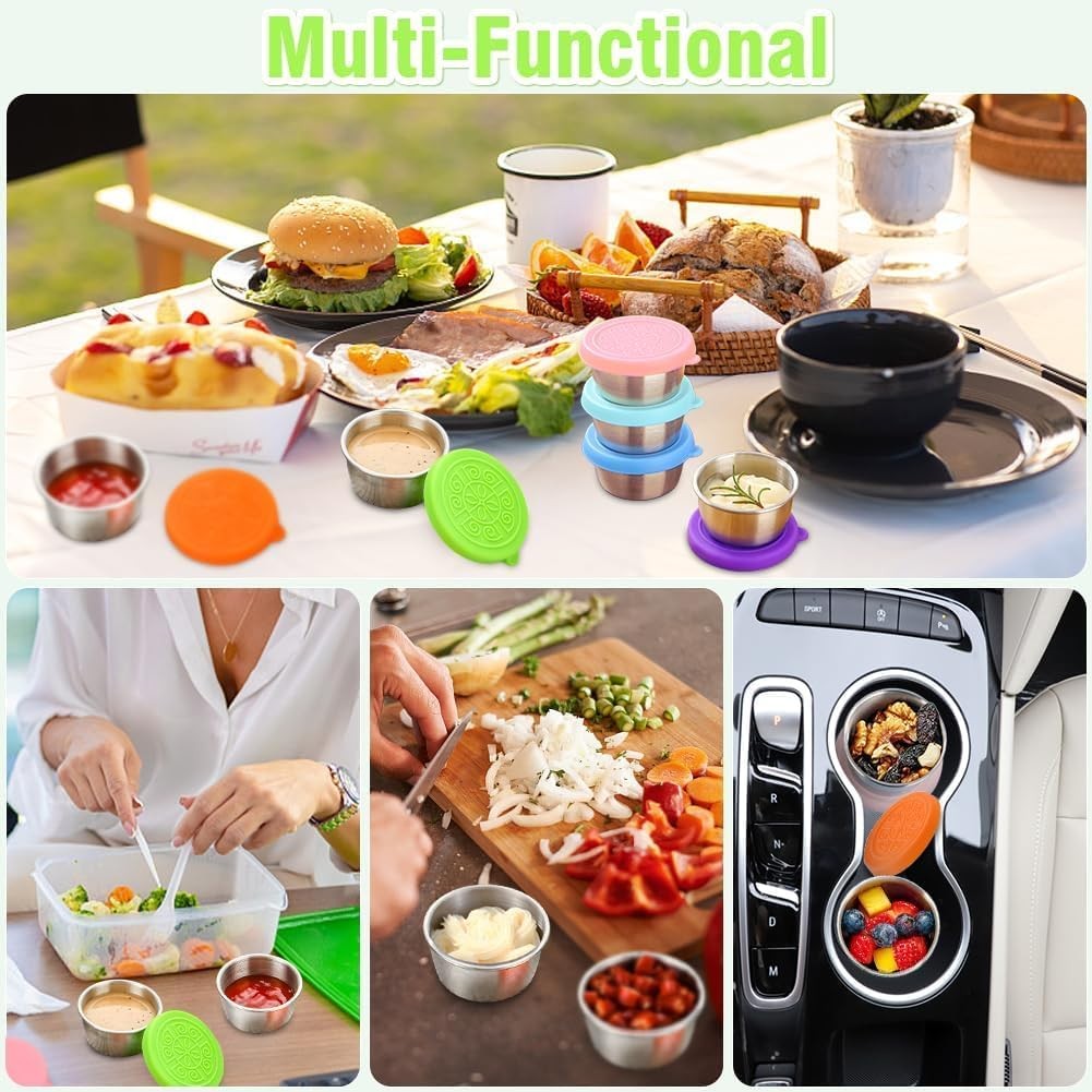 6-Pack Salad Dressing Containers, 1.6 oz Stainless Steel Condiment Containers