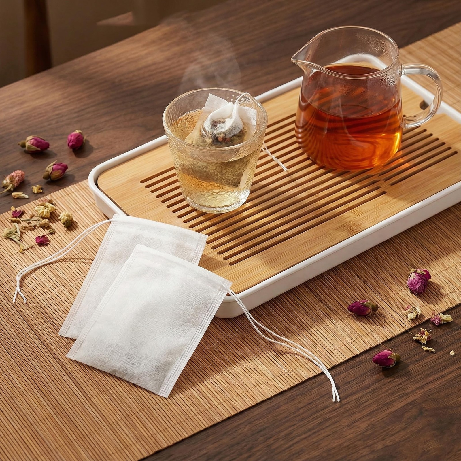 400Pcs 3.54″x2.75″ Disposable Tea Bags with 3.54″L x 2.75″W, White