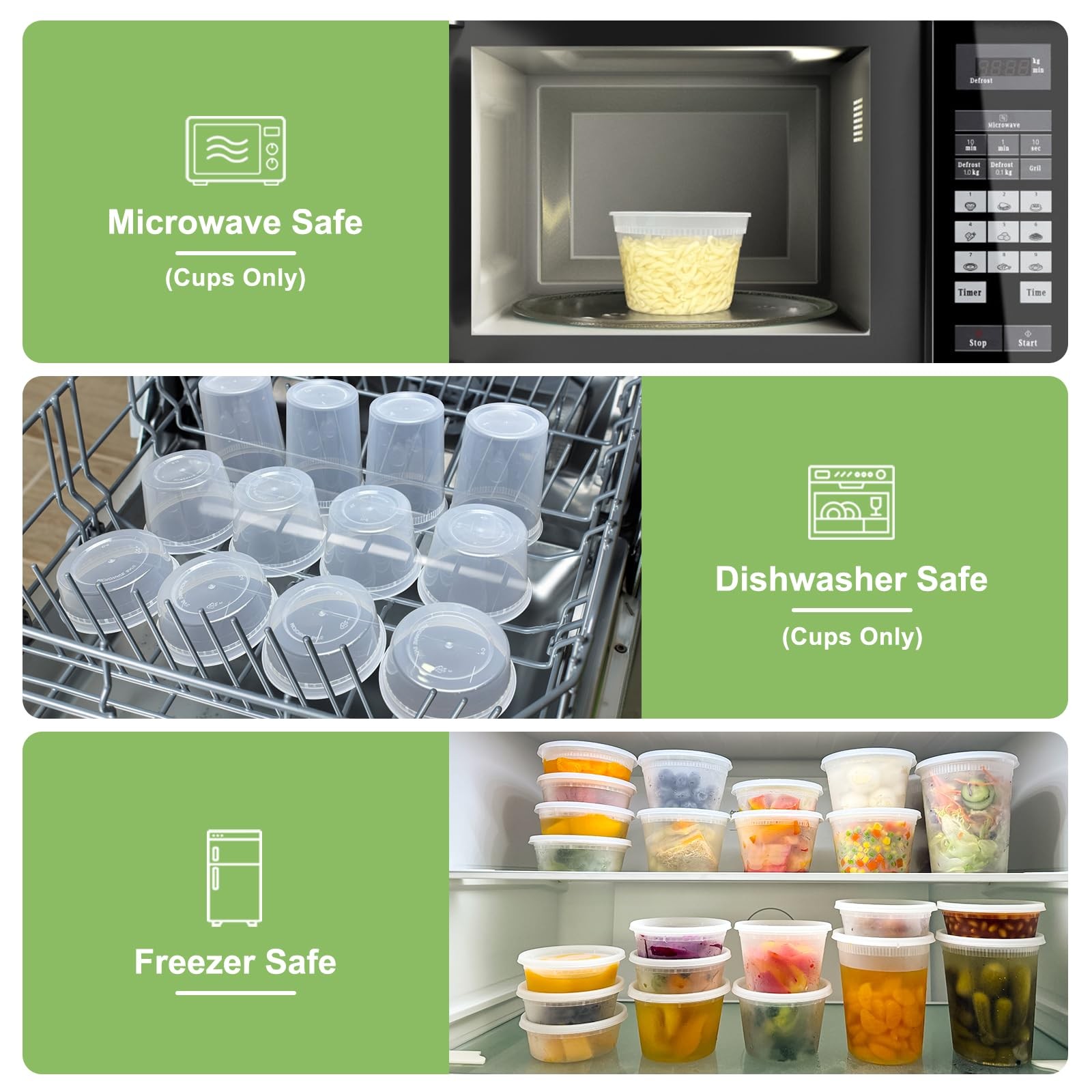 60 Sets (120-Piece) Deli Containers with Lids, 32/16/8 oz X 20 Set Each, Leak…