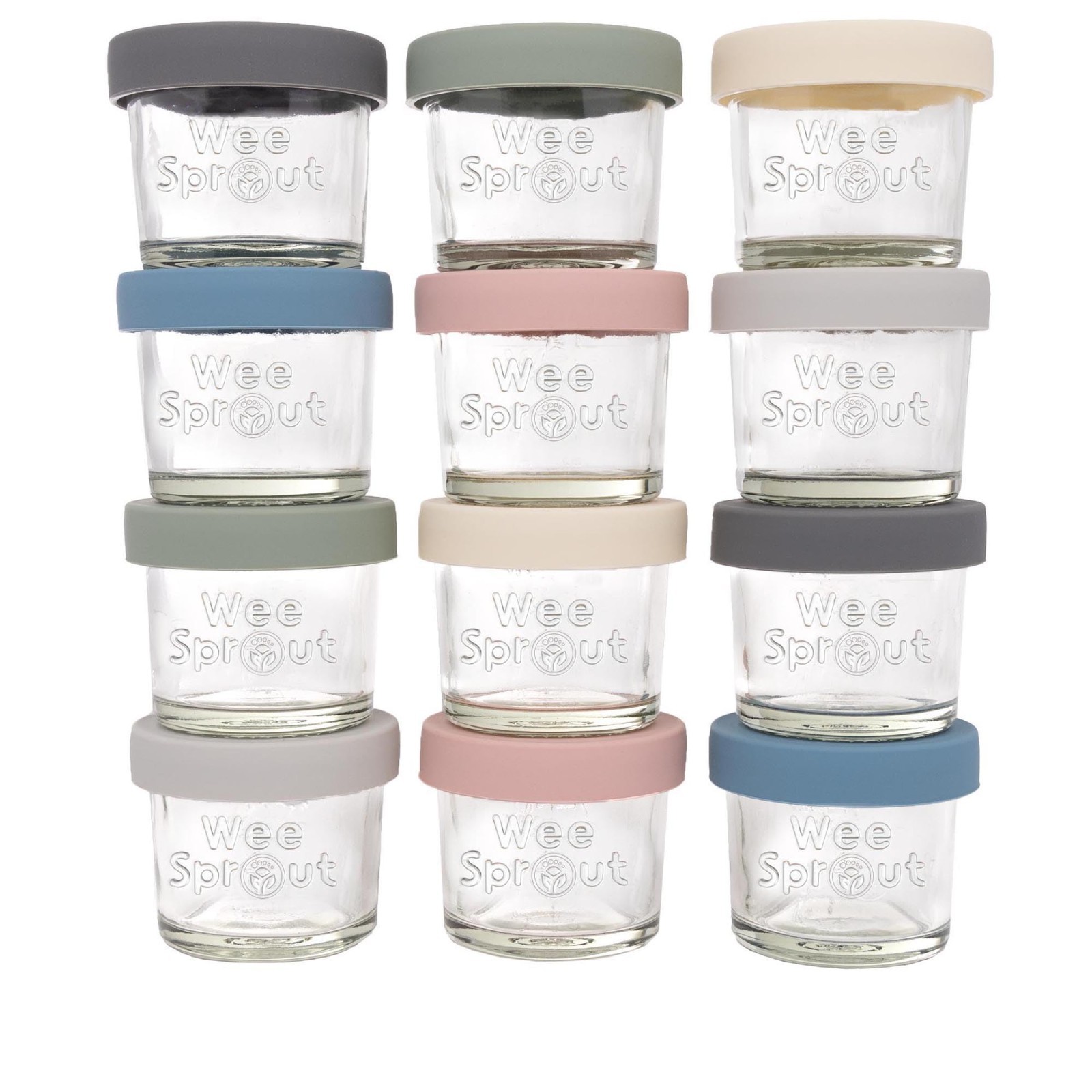 4 oz Glass Baby Food Storage Jars – 12 Pack, Silicone Lids, Reusable Containers