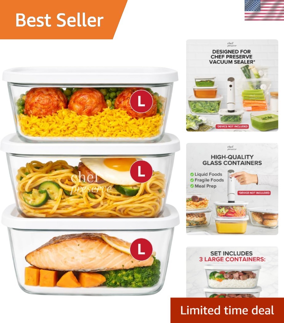 Glass Vacuum Seal Containers for Meal Prep, Food Storage, Made For Compact Va…