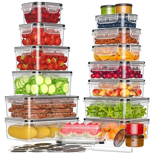 36-Piece Food Storage Containers with Lids Airtight(18 Containers & 18 Lids) Pl