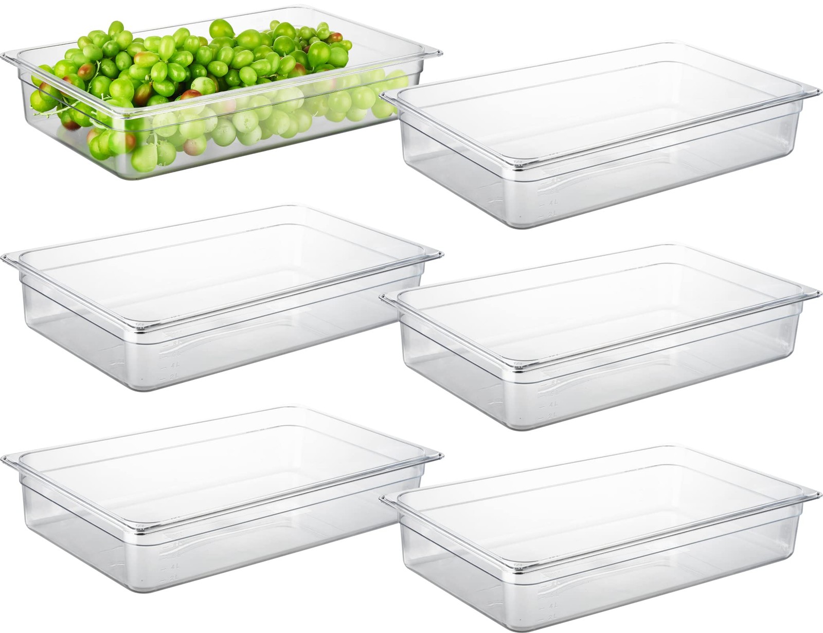 6-Pack Full Size 4″ Deep NSF Polycarbonate Food Pans | Dishwasher & Freezer S…