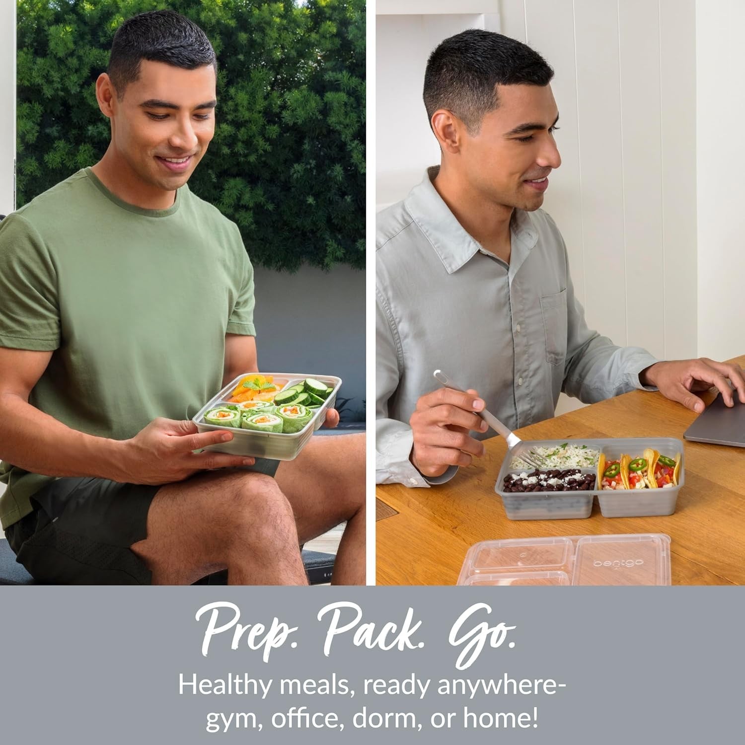 Prep – 20-Piece 3-Compartment Reusable Meal Prep Containers with Lids, PFAS &…