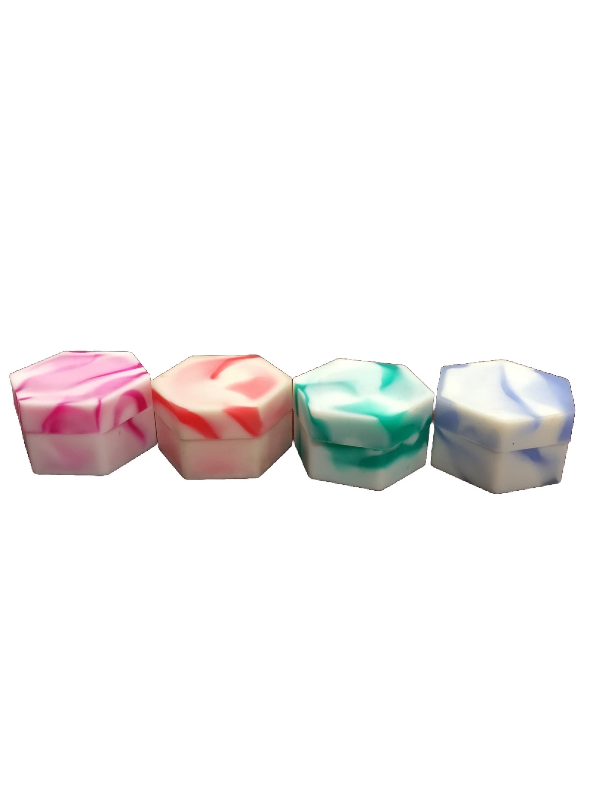 4 Pack 26 ML Silicone Containers Super Slick Hexagon Green Pink Blue Red