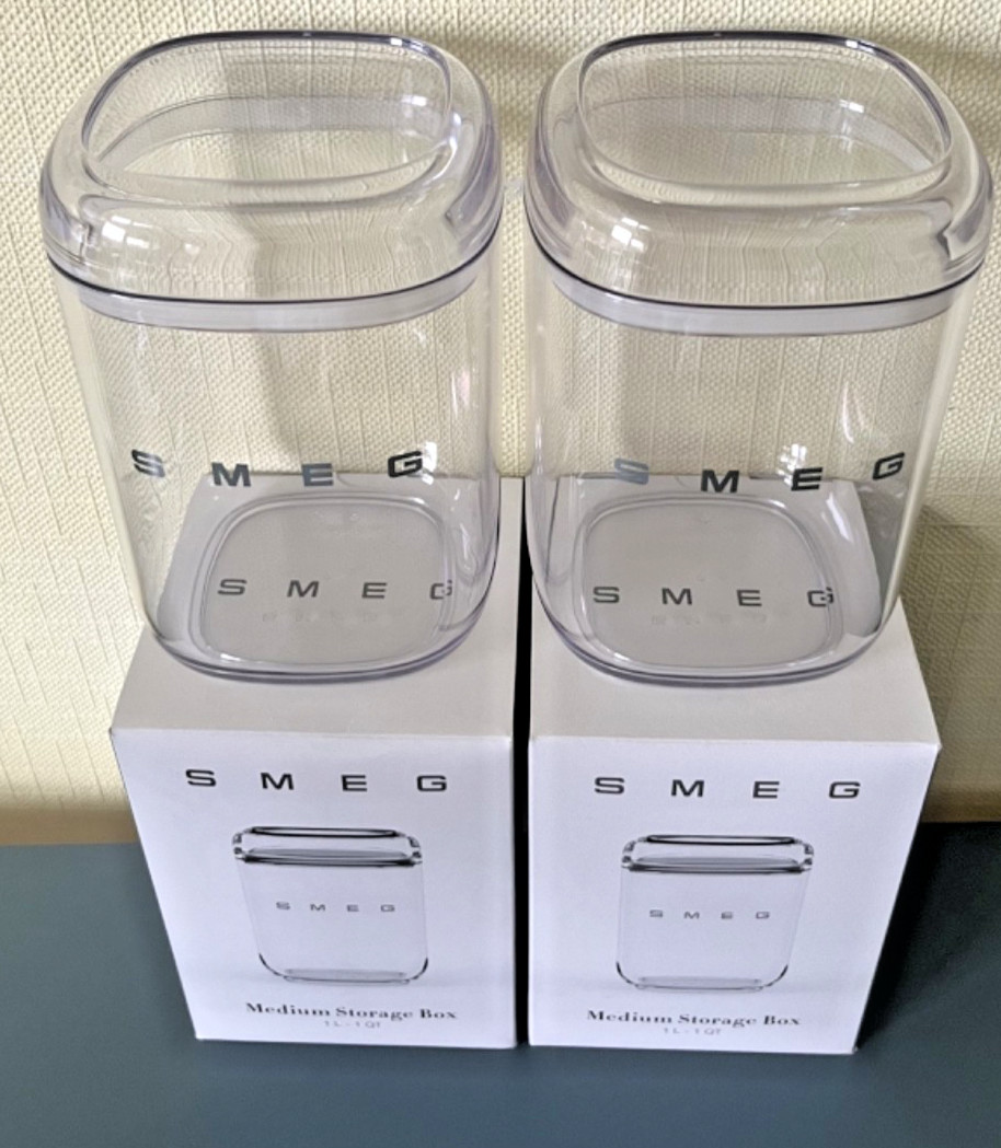 2x SMEG Food Storage Containers Transparent 1 Litre Limited Collection Brand NEW