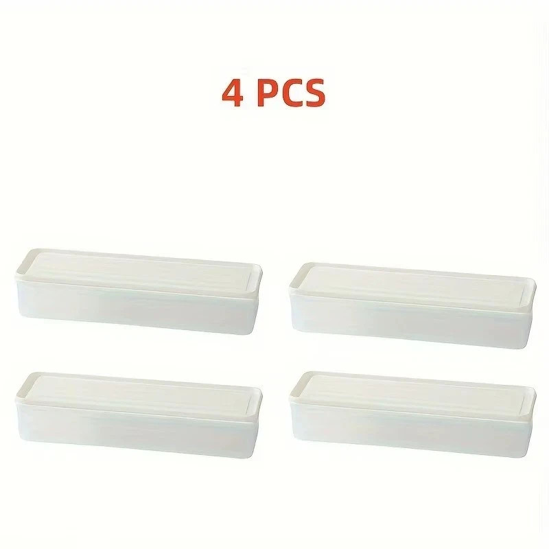 4Pcs Long Rectangular Food Storage Containers Plastic Fridge Organizer Boxes**