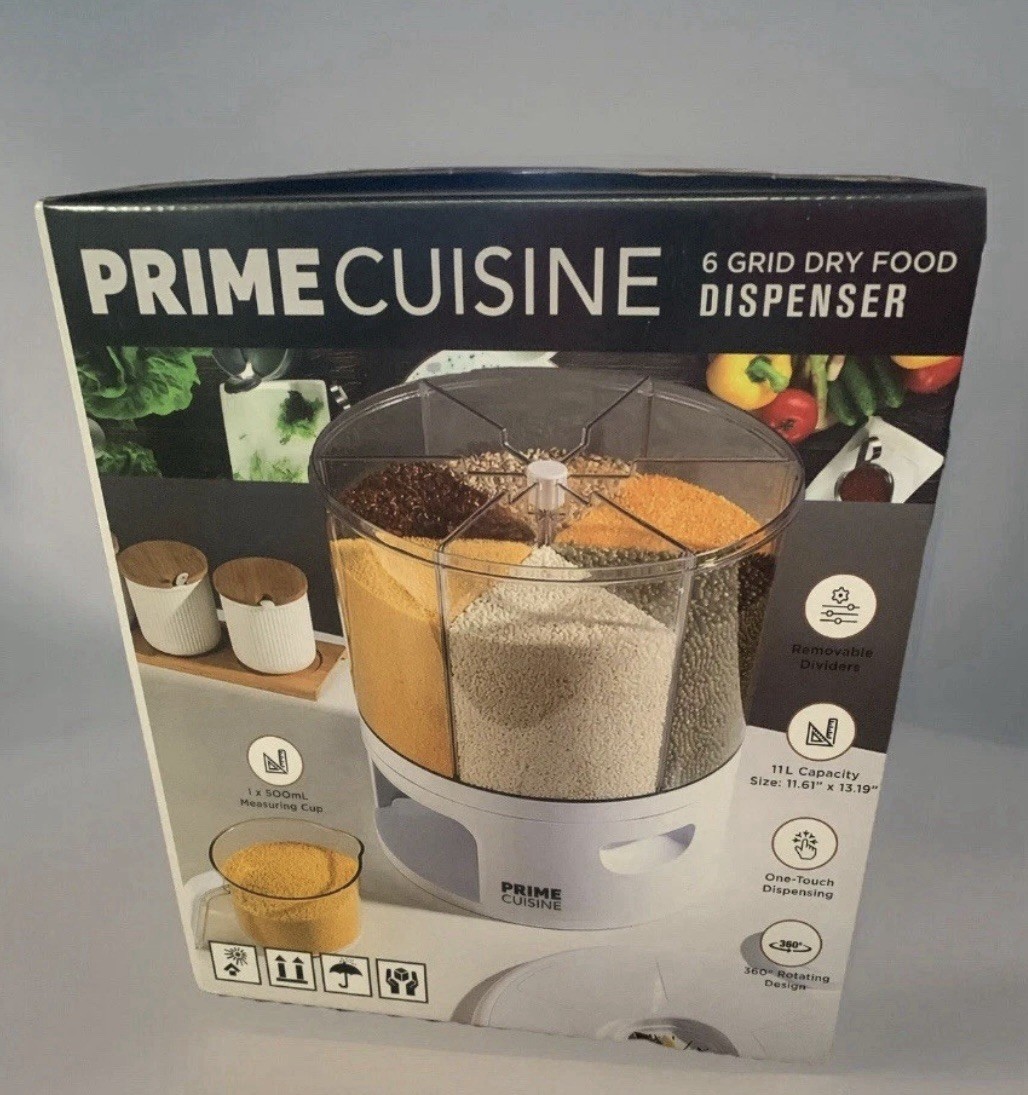 Prime Cuisine 6 Grid Dry Food Dispenser 360 Rotation Capacity