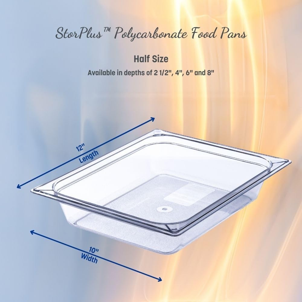 Storplus 1/2-Size Food Pan Catering Buffets Polycarbonate 6 Inch Deep Clear