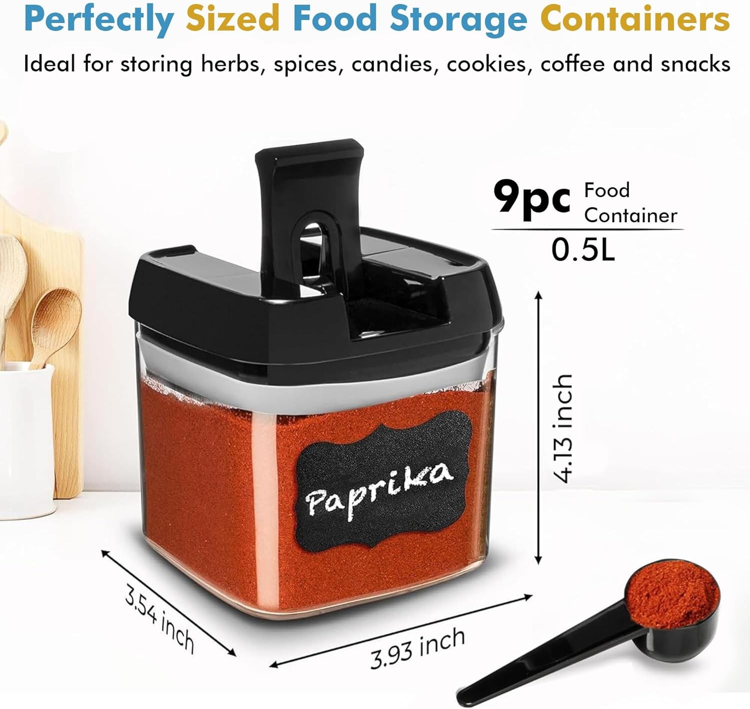 9 PC Airtight Food Storage Containers – BPA Clear Plastic Snack & Spice