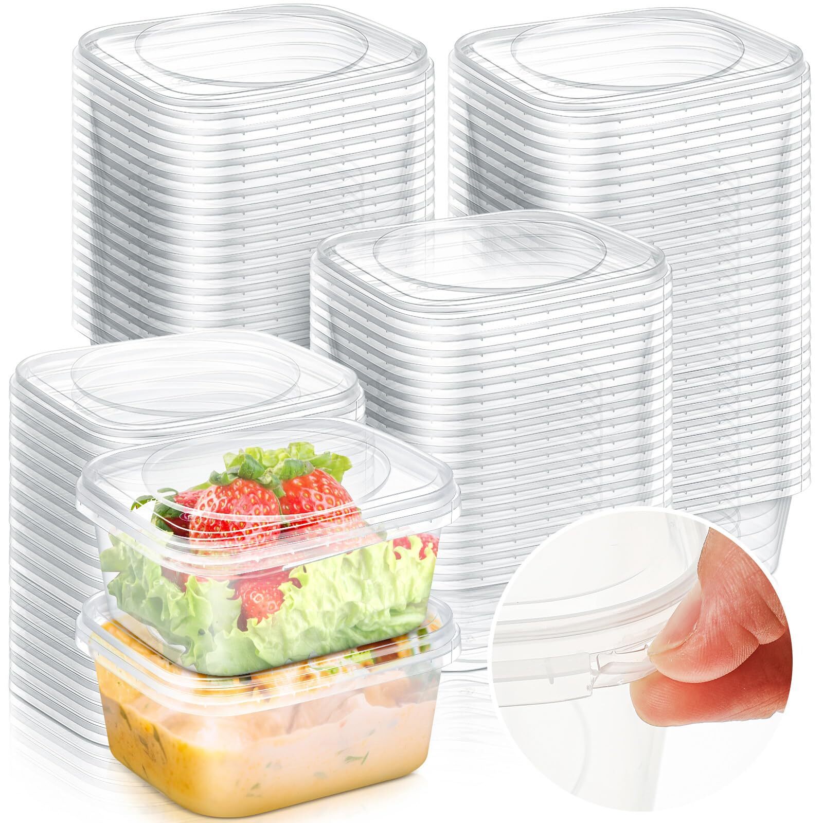 50 Pack 16 oz Tamper Proof Containers with Lid Square Deli Containers Plastic…