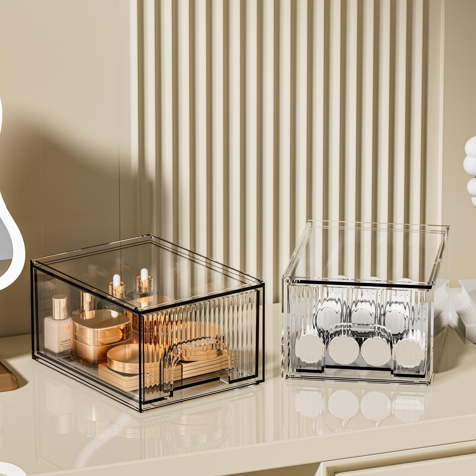 ZHIAI Storage Organizer | 2 Pack Clear Stackable Drawers | BPA-Free