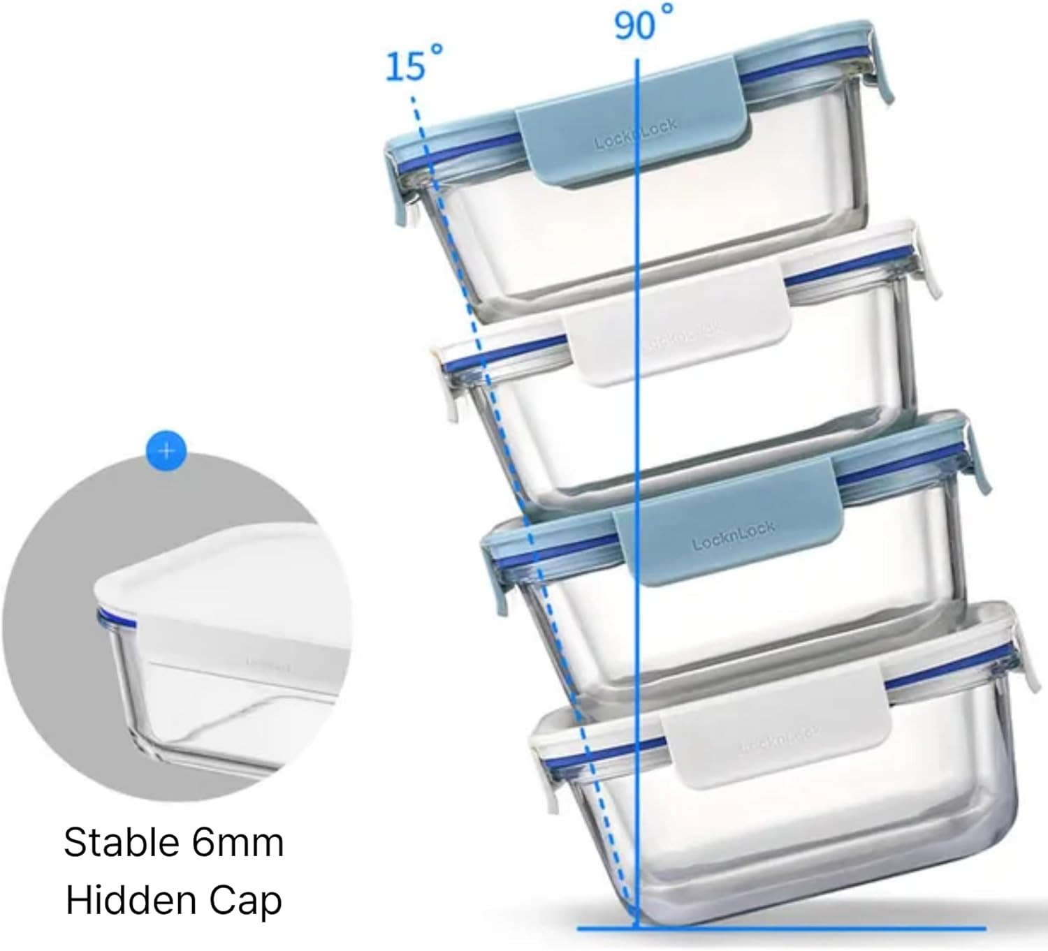 LNG214S4M the Clear Heat-Resistant Borosilicate Glass Food Storage Set, 8-Piece