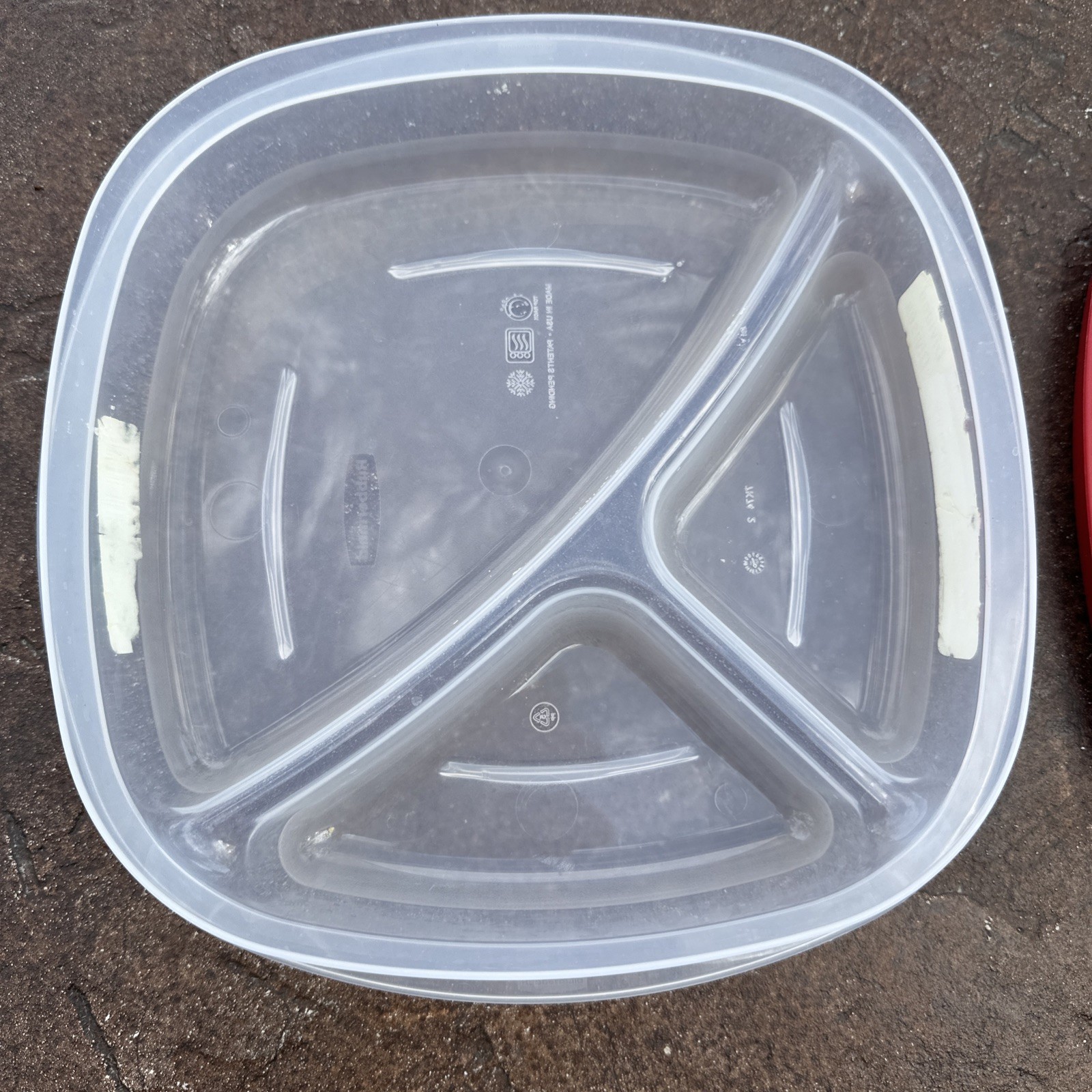 Rubbermaid Divided 3 Compartment Container Plate #7K74 & Lid #7J70 Meal Prep