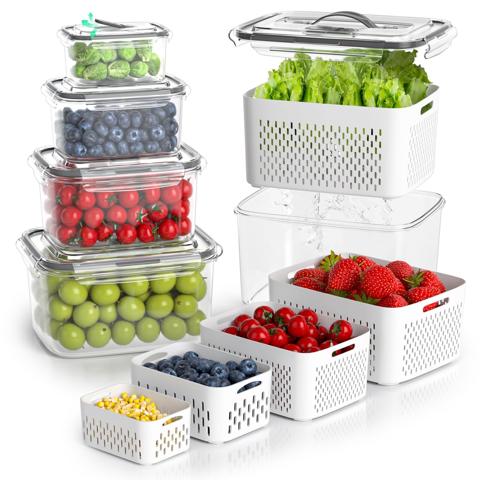 Fruit Storage Containers for Fridge – 5 Size Berry Containers for Fridge Keep…