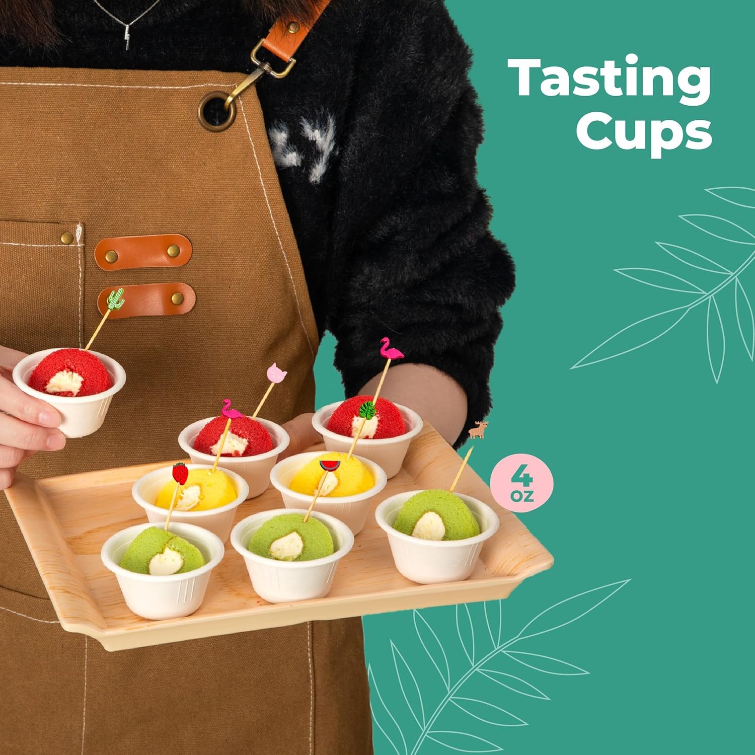100 Pack] 2 Oz Compostable Disposable Condiment & Sample Cups, Biodegradable