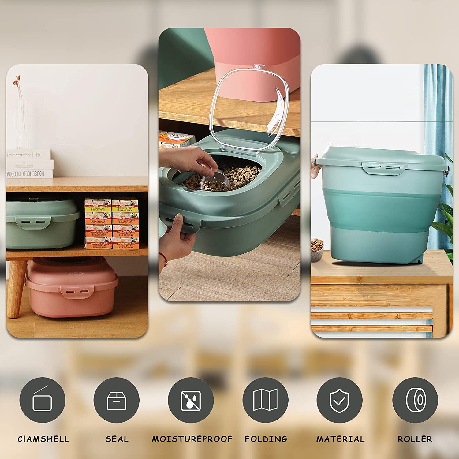 Cereal Rice Food Storage Container Collapsible Dispenser Bin Airtight Pantry