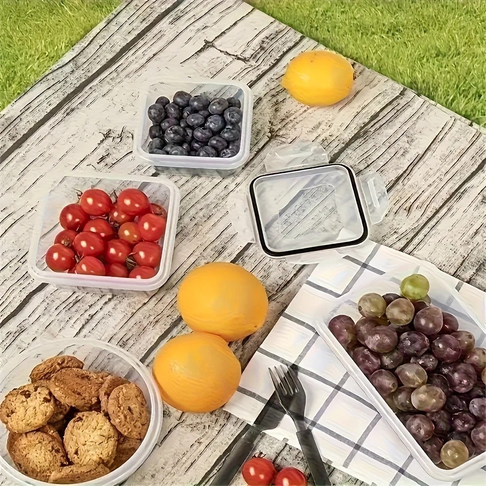 4 Pack Clear Plastic Food Storage Containers Microwave Safe Lunch Box