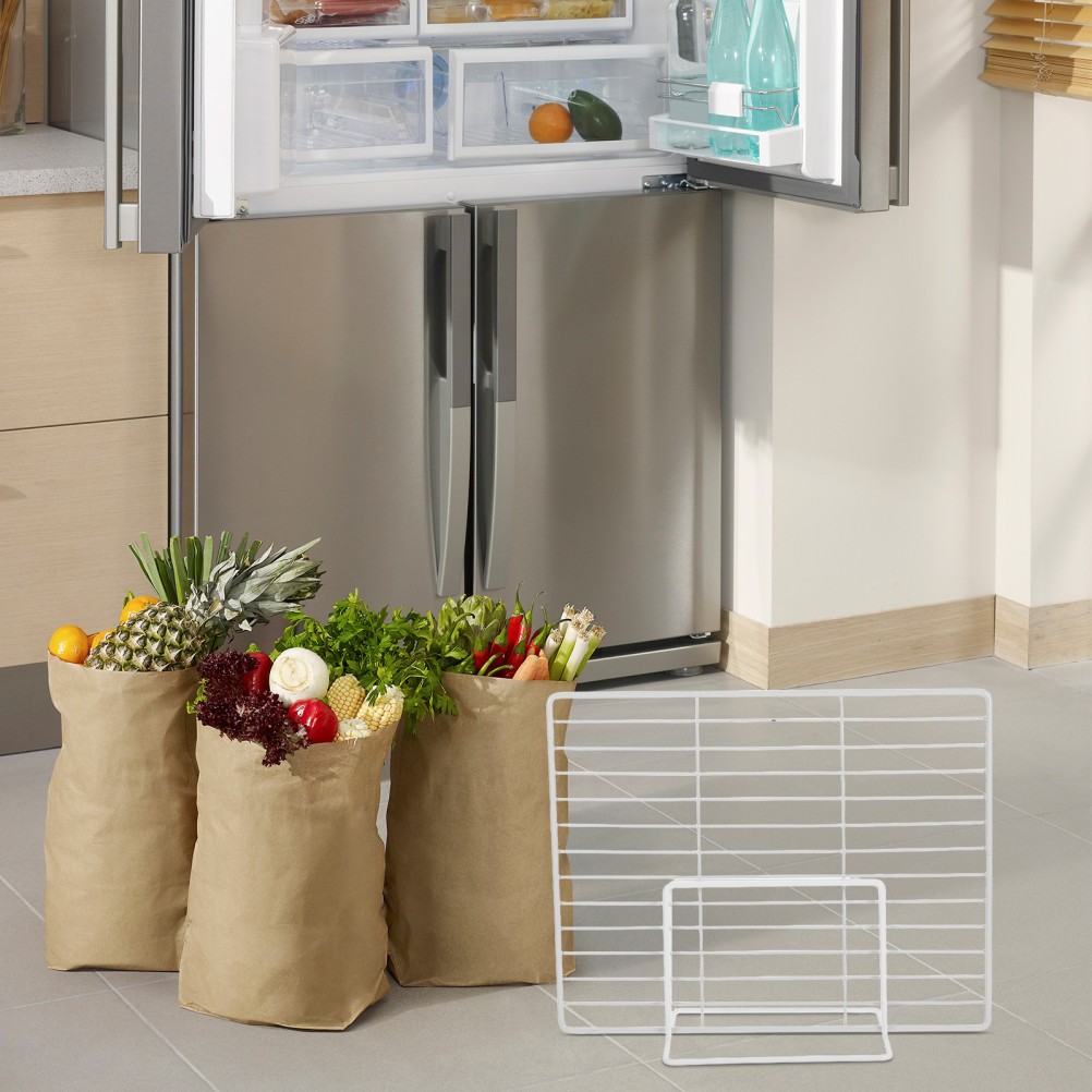 2Pcs Adjustable White Fridge Shelf Divider Wire Mesh Organizer for Chest Freezer