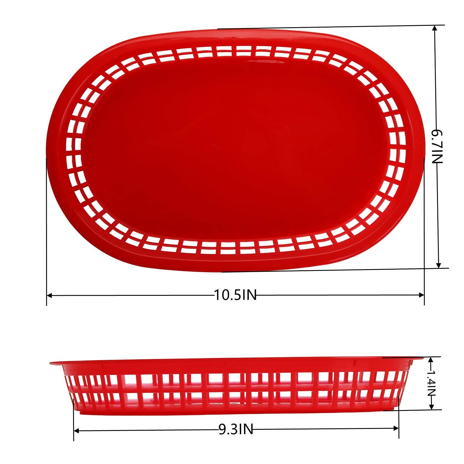40 Pack Fast Food Baskets, 10.5 x 7 Inch Plastic Baskets, Food Service Tray f…