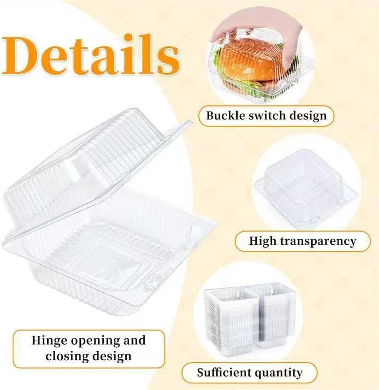 Clear Plastic Takeout Trays 100ct – Cake, Salad, Hamburger