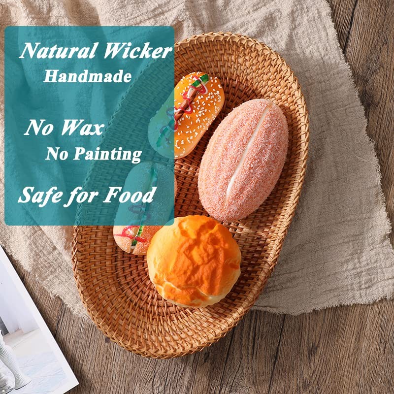 12.6 Inch Woven Bread Basket Fruit Basket for Kitchen Counter Wicker Handmade…