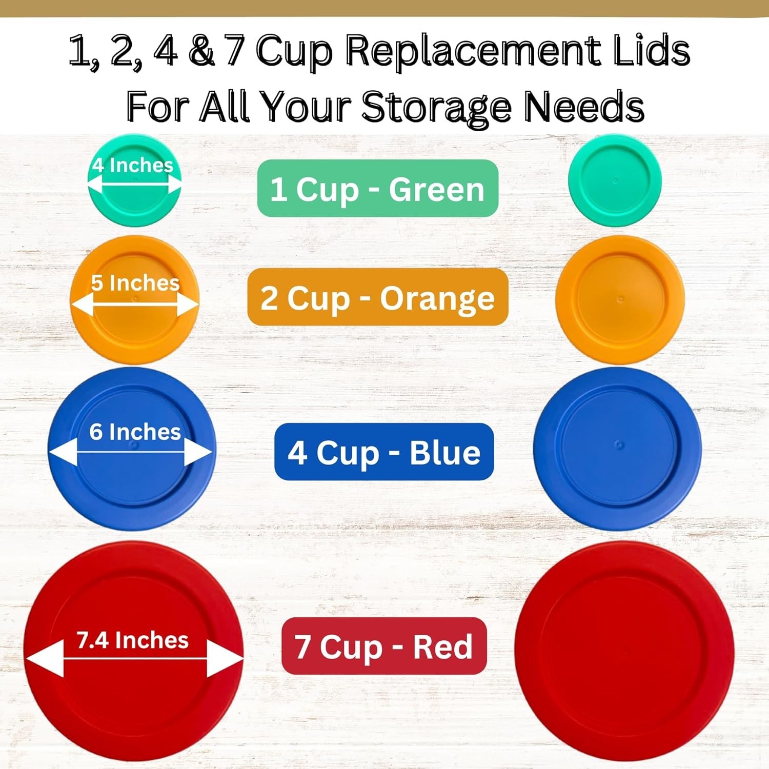 1, 2, 4 & 7 Cup Green, Orange, Blue, Red Replacement Lids/Covers for Pyrex, A…