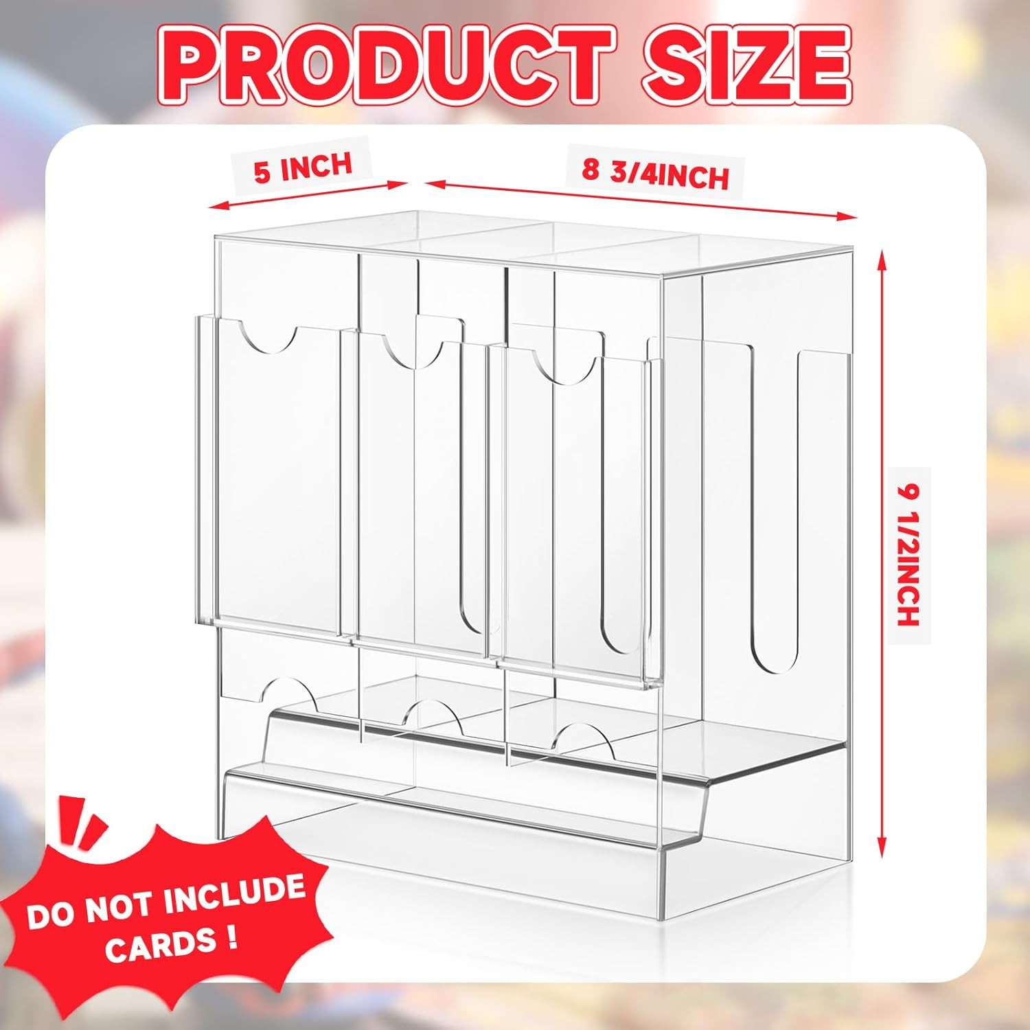 Acrylic Card Dispenser & Organizer for Trading Cards and Booster Packs (3 Slots)
