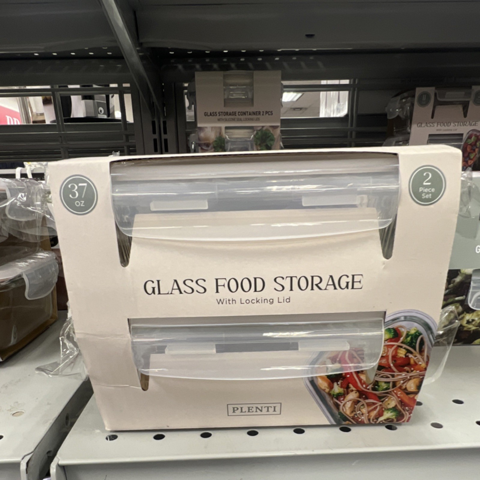 Neoflam Glass Rectangular Storage Container Set 2pc 21oz Clear Locking Lid